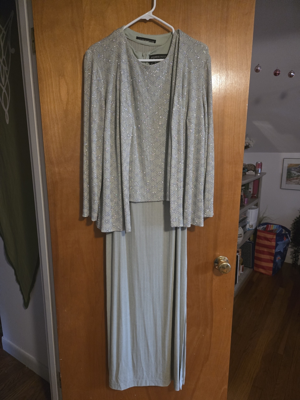 Mint Beaded Jacket & Dress Set